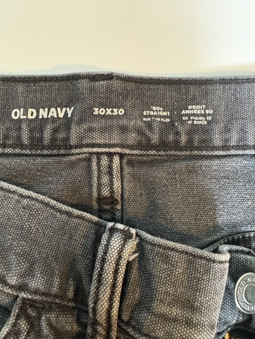 Old Navy Men's Washed Black Slim Straight Utility Jeans, Sz 30. - Picture 10 of 12